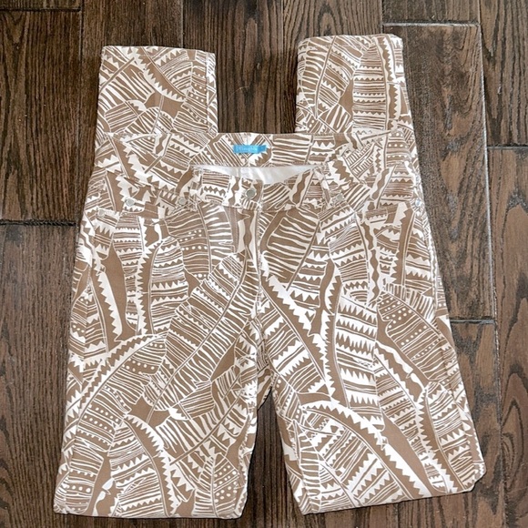 J McLaughlin brown & white safari print denim pants size 4 - Picture 3 of 8